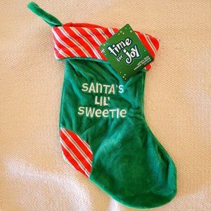 Time For Joy Santa's Little Sweetie Christmas Stocking For Dogs New With Tags